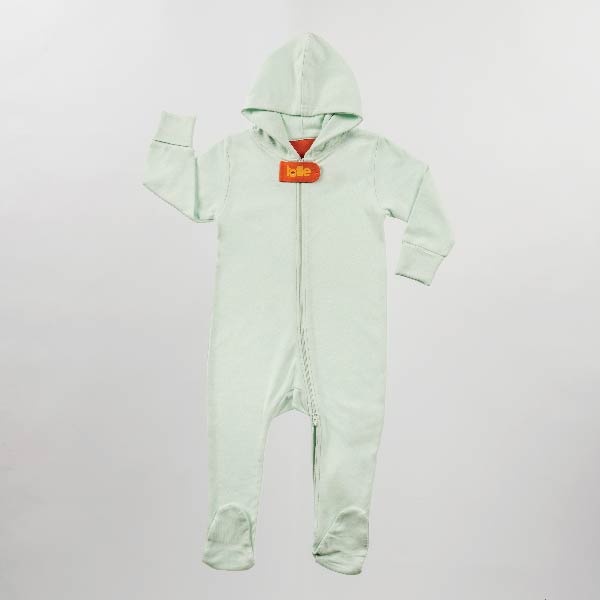 Mint green Solid hooded Sleepsuit